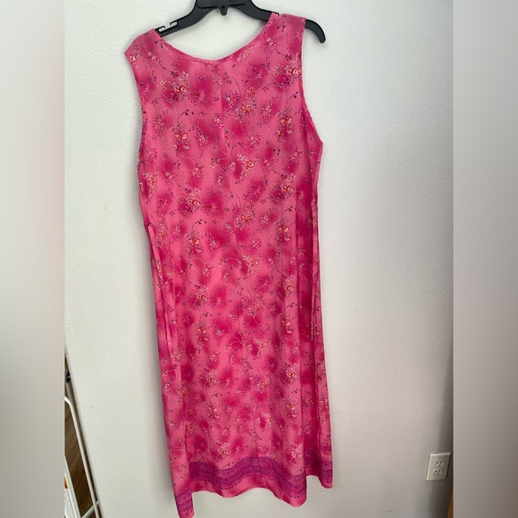 Vintage 90’s sleeveless maxi pink floral dress with tie size 14 - Picture 7 of 10